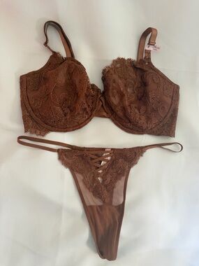 38DDD victoriaโs Secret Dream angels push-up without padding bra Chocolate NWT